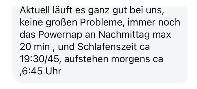WhatsApp-Nachricht einer Kundin: l&auml;uft ganz gut, keine gro&szlig;en Probleme mehr